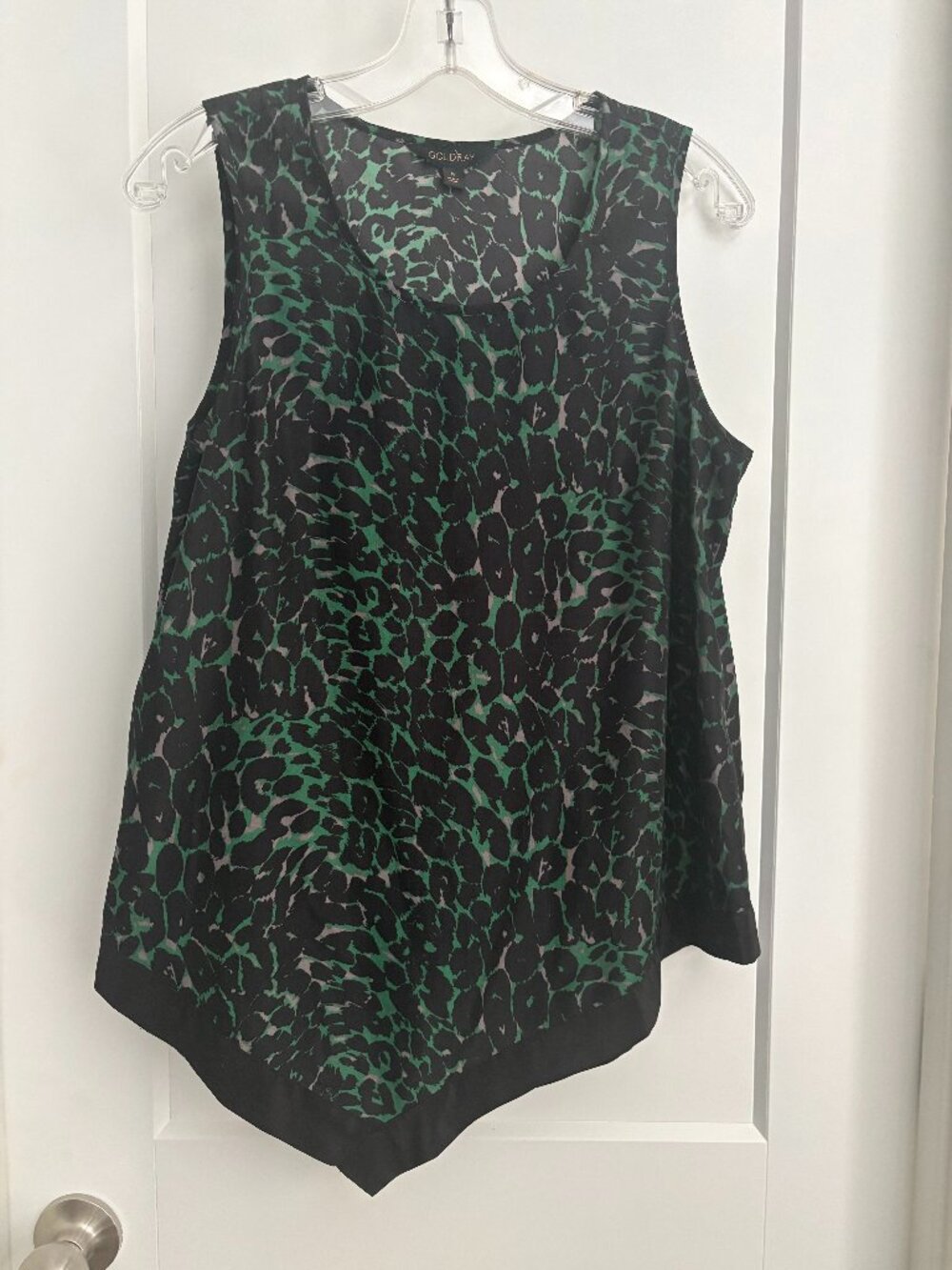 Goldray Green & Black Leopard Print Sleeveless Blouse – Medium - Pre-owned
